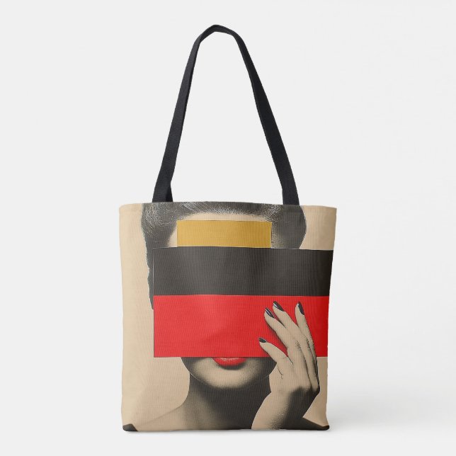 Tote Bag Art Pop Moderne Femme mystérieuse Derrière les cou (Dos)