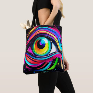 Tote Bag Art Psychédélique Vibrant de l'Œil