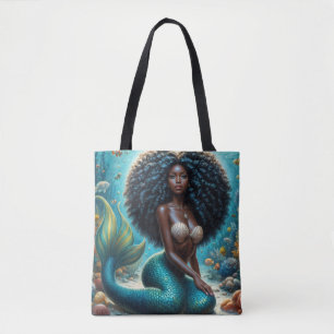 Tote Bag Art sous-marin de la sirène noire