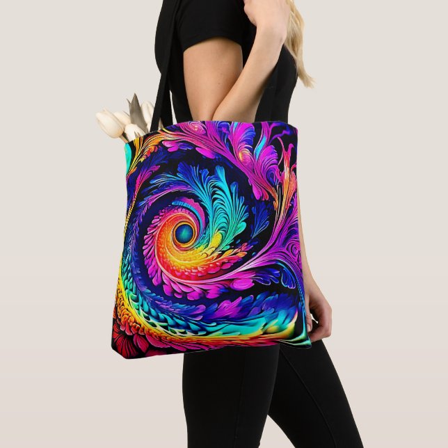 Tote Bag Art Spiral Psychédélique Coloré (De près)