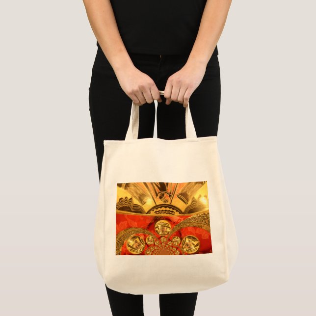 Tote Bag Art traditionnel africain rouge doré (Devant (produit))