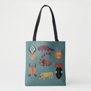 Tote Bag Art tribal africain abstrait contemporain du visag