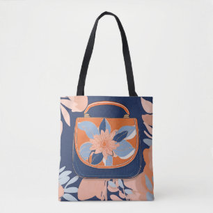 Tote Bag Art Tropical Orange Blue AI