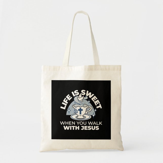 Tote Bag Art Vivant Fidèle - Teacup avec Croix et Dove (Devant)