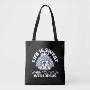 Tote Bag Art Vivant Fidèle - Teacup avec Croix et Dove