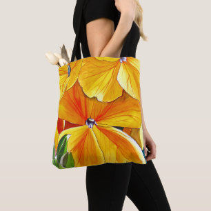 Tote Bag Arte à fleurs de couleur jaune