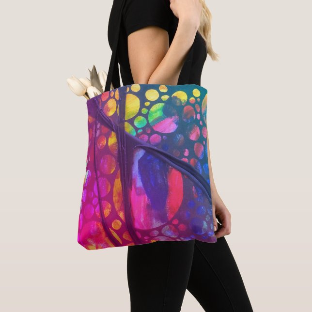 Tote Bag Artistic painting Bag with texture collage (De près)