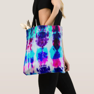 Tote Bag Artsy Été rose Bleu coloré Motif de teinture