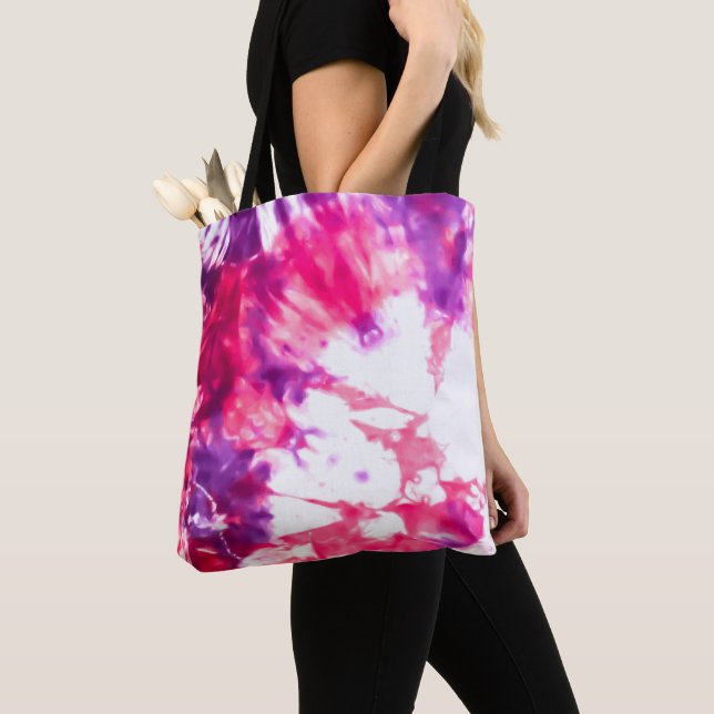 Tote Bag Artsy moderne Abstrait néon rose violet teint de n (De près)