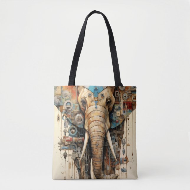 Tote Bag Artsy steampunk éléphant (Devant)