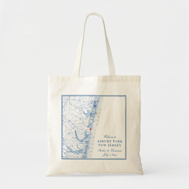 Tote Bag Asbury Park New Jersey Carte Mariage élégant Faveu (Devant)
