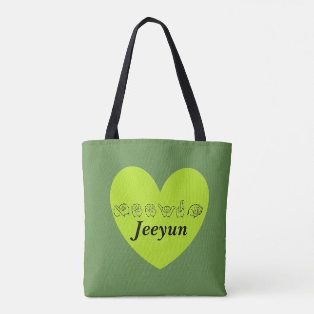 Tote Bag ASL Nom personnalisé Jeeyun Fingerspell Alphabet (Dos)