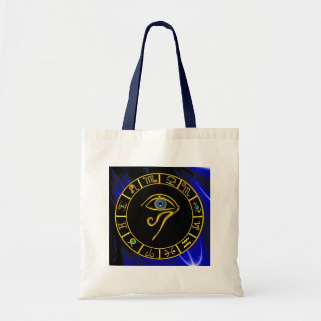 Tote Bag ASRAL HORUS EYE, BLUE TALISMAN /Astrology Chart (Devant)
