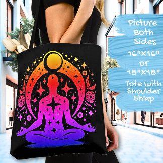 Tote Bag Assez Conception de Yoga de Méditation sur un Fond
