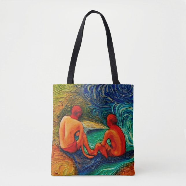 Tote Bag Assis au bord de la piscine (Devant)
