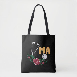 Tote Bag Assistant Médicale Stethoscope Watercolor Flower