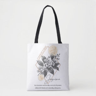 Tote Bag Astrologie/Capricorne Symbole Zodiaque Fleur Jasmi