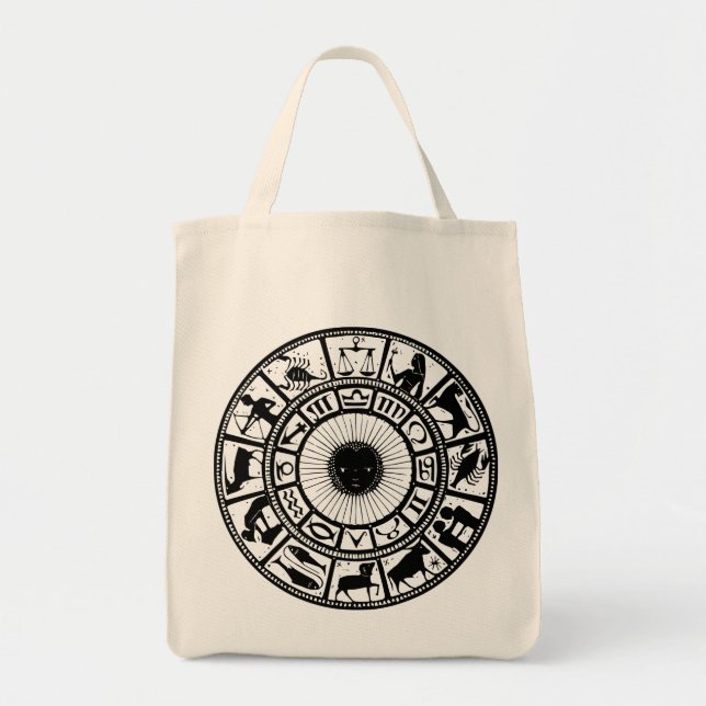 Tote Bag Astrologie vintage Roue Zodiaque (Devant)