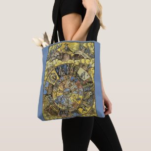 Tote Bag Astrologie vintage, Roue Zodiaque Renaissance, 155