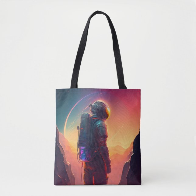 Tote Bag Astronaut World Discovery Peinture Univers Humain (Devant)
