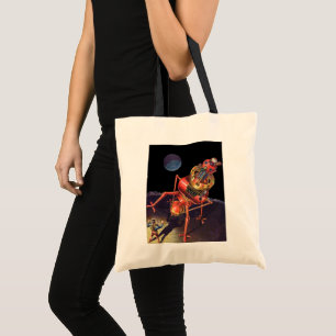 Tote Bag Astronaute en science-fiction vintage avec robot A
