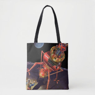 Tote Bag Astronaute en science-fiction vintage avec robot A