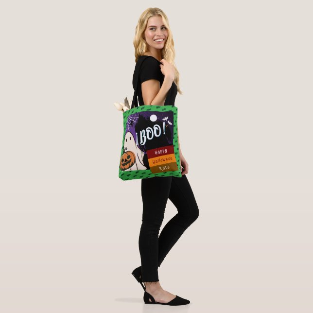 Tote Bag astuce ou traitement, nom persolescent halloween r (Sur le modèle)