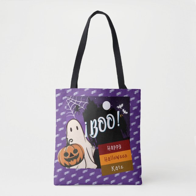 Tote Bag astuce ou traitement, nom persolescent halloween r (Devant)