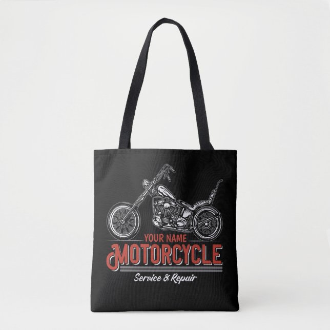Tote Bag Atelier de réparation de motocyclette personnalisé (Devant)