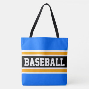 Tote Bag Athlétique BASEBALL Bleu Clair Noir Orange Rayures