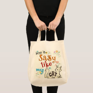 Tote Bag Attitude félin Sassy comme mon chat Typographie co