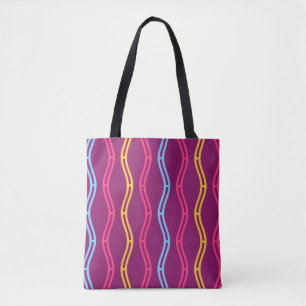 Tote Bag Attrapeur d'attention Rose Bleu Or Vagues Violet