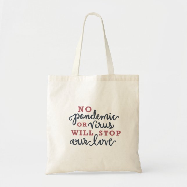 Tote Bag Aucune pandémie arrêtera l'amour Coronavirus (gris (Devant)