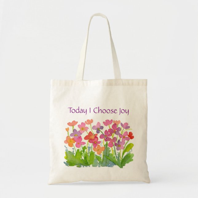 Tote Bag Aujourd'Hui, Je Choisis Joy Pink Watercolor Flower (Devant)