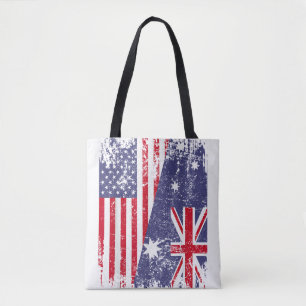 Tote Bag AUSTRALIAN ROOTS Half American Flag AUSTRALIE