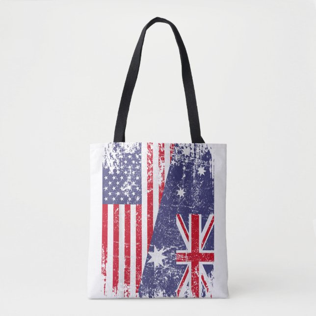 Tote Bag AUSTRALIAN ROOTS Half American Flag AUSTRALIE (Devant)