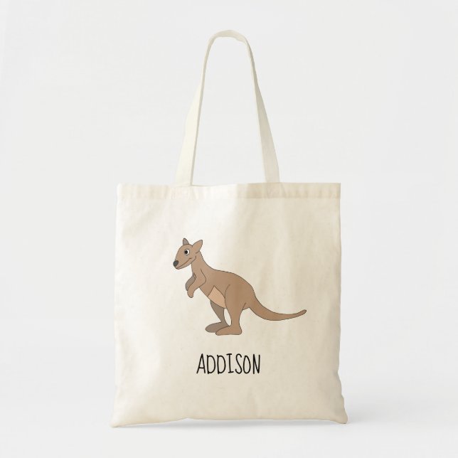 Tote Bag Australie Cute Kangaroo Doodle and Name Kids (Devant)
