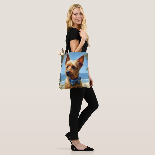 Tote Bag Australien Terrier On Beach amoureux des chiens ca (Sur le modèle)