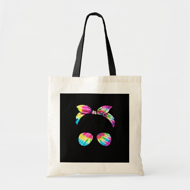 Tote Bag Autie Tante Life Messy Bun Tie Dye Fille Mère (Devant)