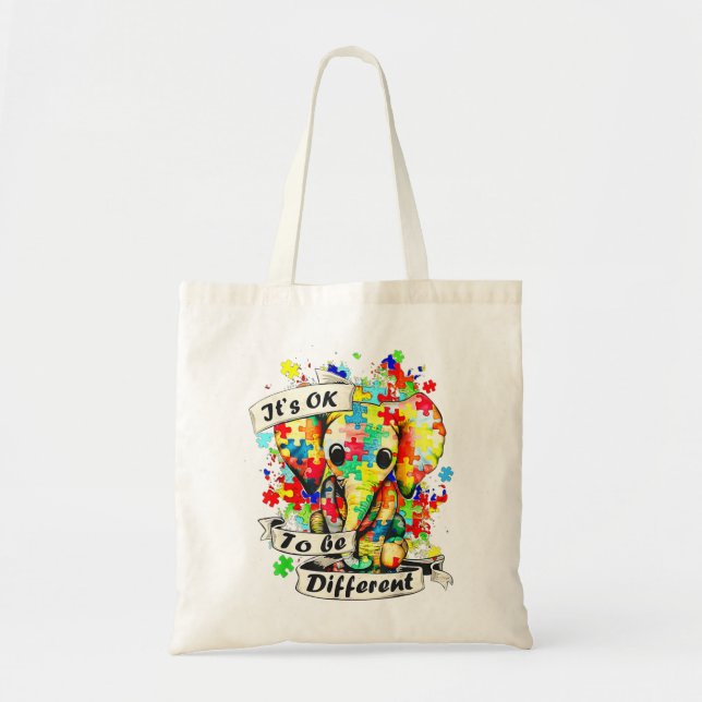 Tote Bag Autism Aware Acceptance Women Kid Its Ok To Be (Devant)
