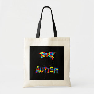 Tote Bag Autism Mom Messy Bun Sensibilisation sur l'autisme