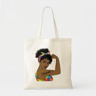Tote Bag Autisme afro-américain de la reine noire Melanin
