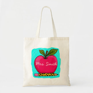 Tote Bag Autocollant de nom d'enseignant Apple Rose Prépa