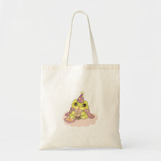 Tote Bag Autocollant Grenouille Cottagecore Buvant du Thé a