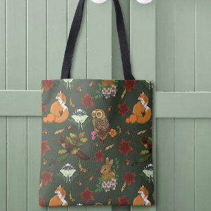 Tote Bag Automne Forêt forestière Animaux verts