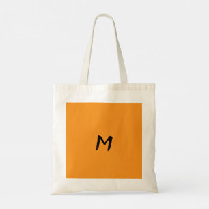 Tote Bag Automne Jaune citrouille Automne Simple Monogramme