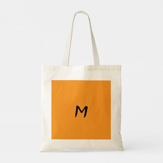 Tote Bag Automne Jaune citrouille Automne Simple Monogramme (Dos)