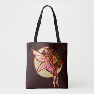 Tote Bag Automne Lune Fée Sorcière Daisy Artwork LuneEnfant