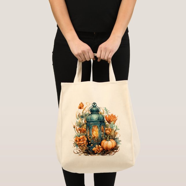 Tote Bag Automne Thanksgiving Citrouille Lanterne Harvest (Devant (produit))