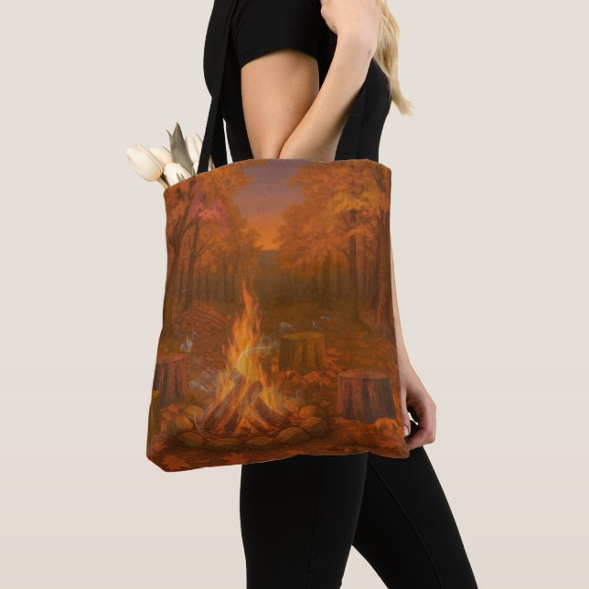Tote Bag Autumn Twilight Bonfire (De près)